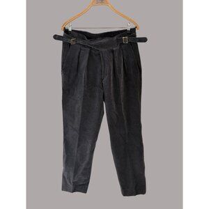 Rubinacci Napoli Gray Corduroy Pleated Trousers With Belt Size 48 Made In Italy